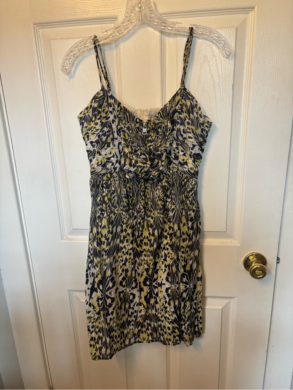 Marc New York Yellow and Navy Spaghetti Strap Mini Dress